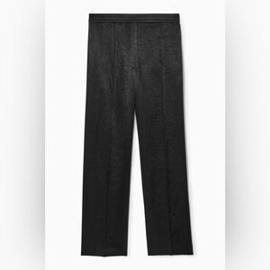 COS STRAIGHT-LEG CRINKLED-SATIN PANTS BLACK